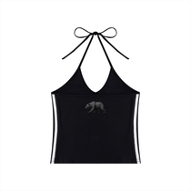 Women's Color Block Halter Crop Tank Top