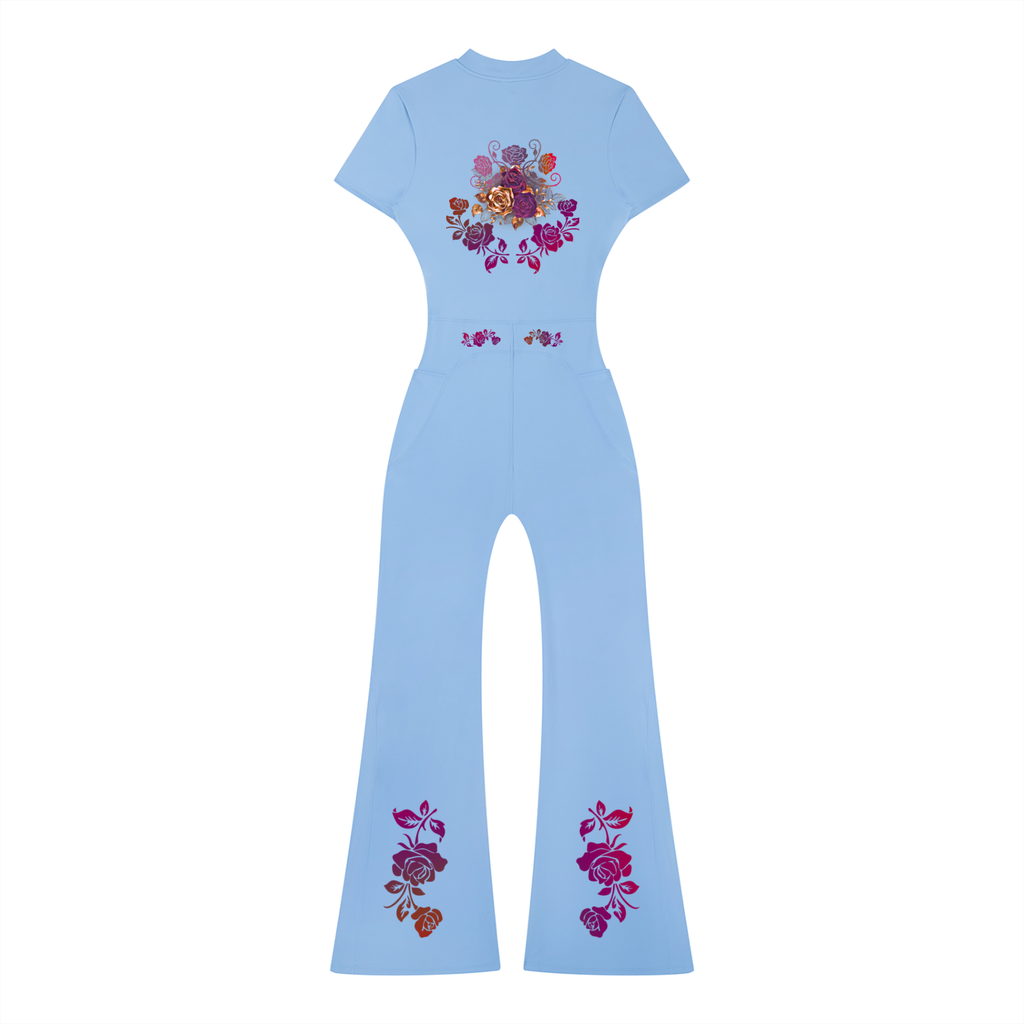 Women’s Tight Flared Leg Quarter-Zip Jumpsuit