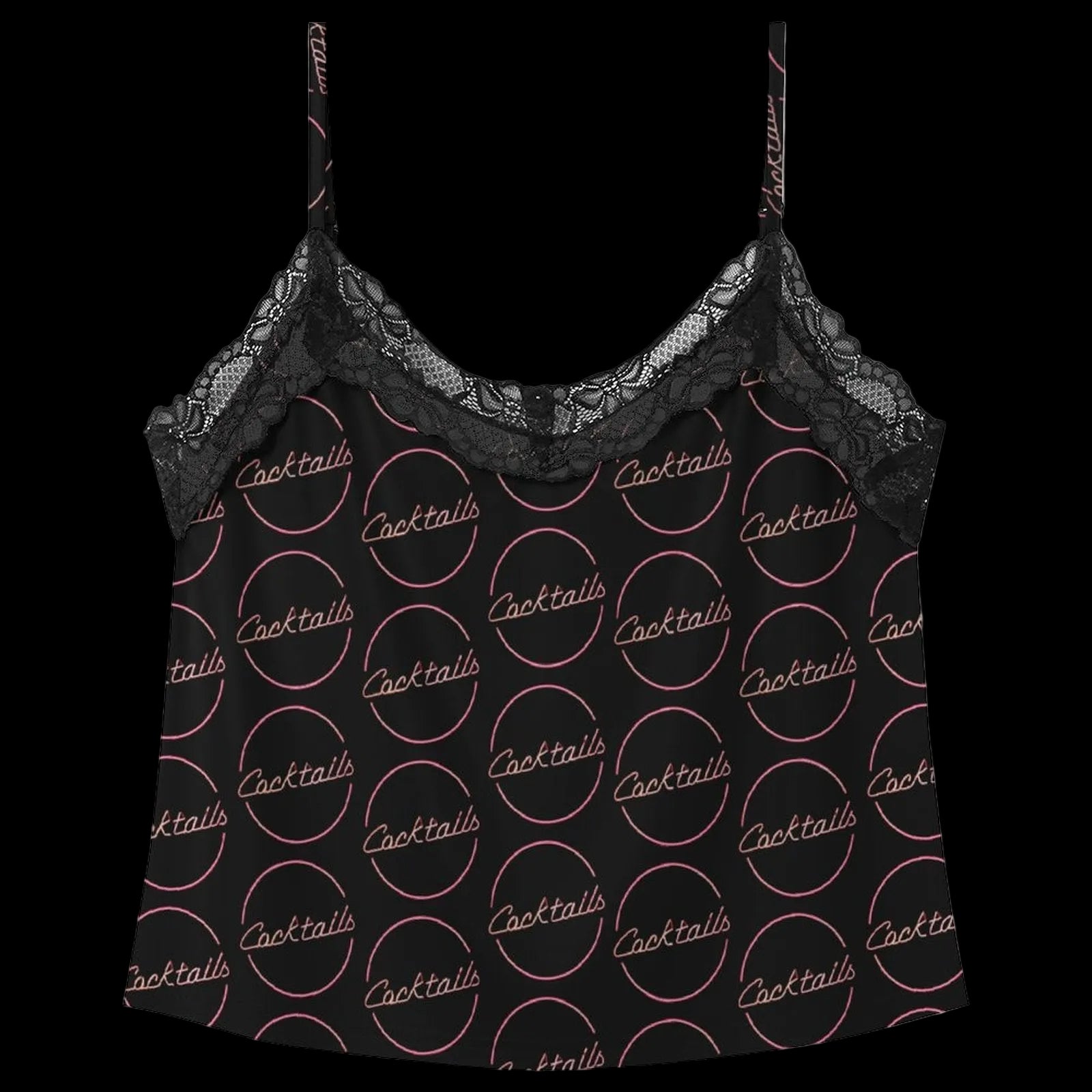 Pink Black Classic Cocktail  Pajama Set