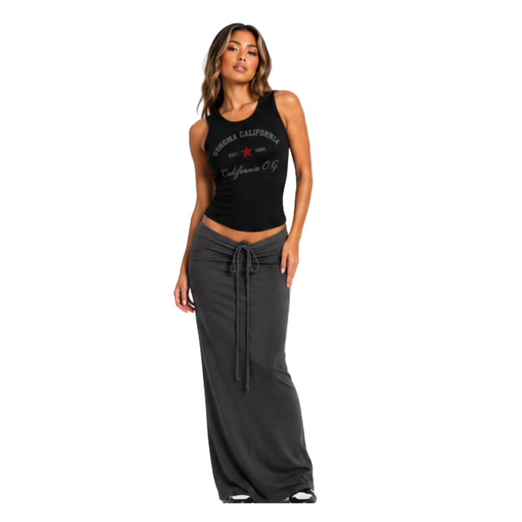 Sexy  Drawstring Maxi Skirt