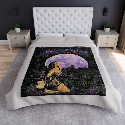Moon Mountain AVA "Cabernet Sauvignon" Vintage Pinup Crushed Velvet Blanket