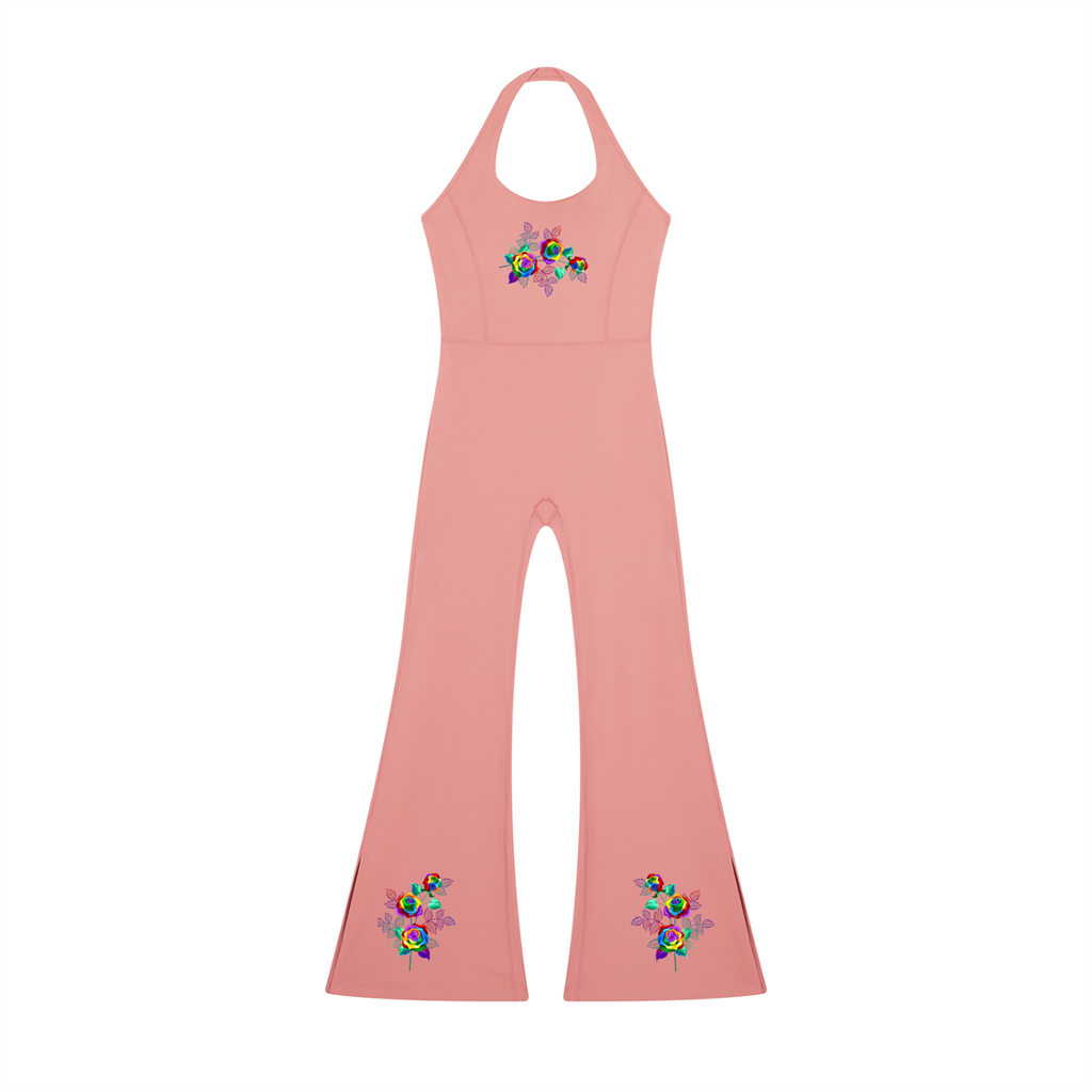 Grafitti Rose Women’s Halter Flared Jumpsuit
