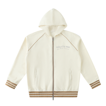 Striped Trim Zip-Up Hoodie