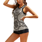 Nude Lace Print Women's Sleeveless Tank Top