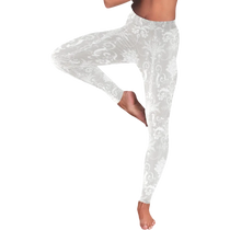 Pearl White Damask Women's Low Rise Leggings