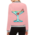 Pink Cocktail Print Bomber Jacket