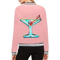 Pink Cocktail Print Bomber Jacket