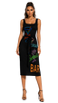 Vintage Neon Cocktails Tie Waist Sleeveless Dress