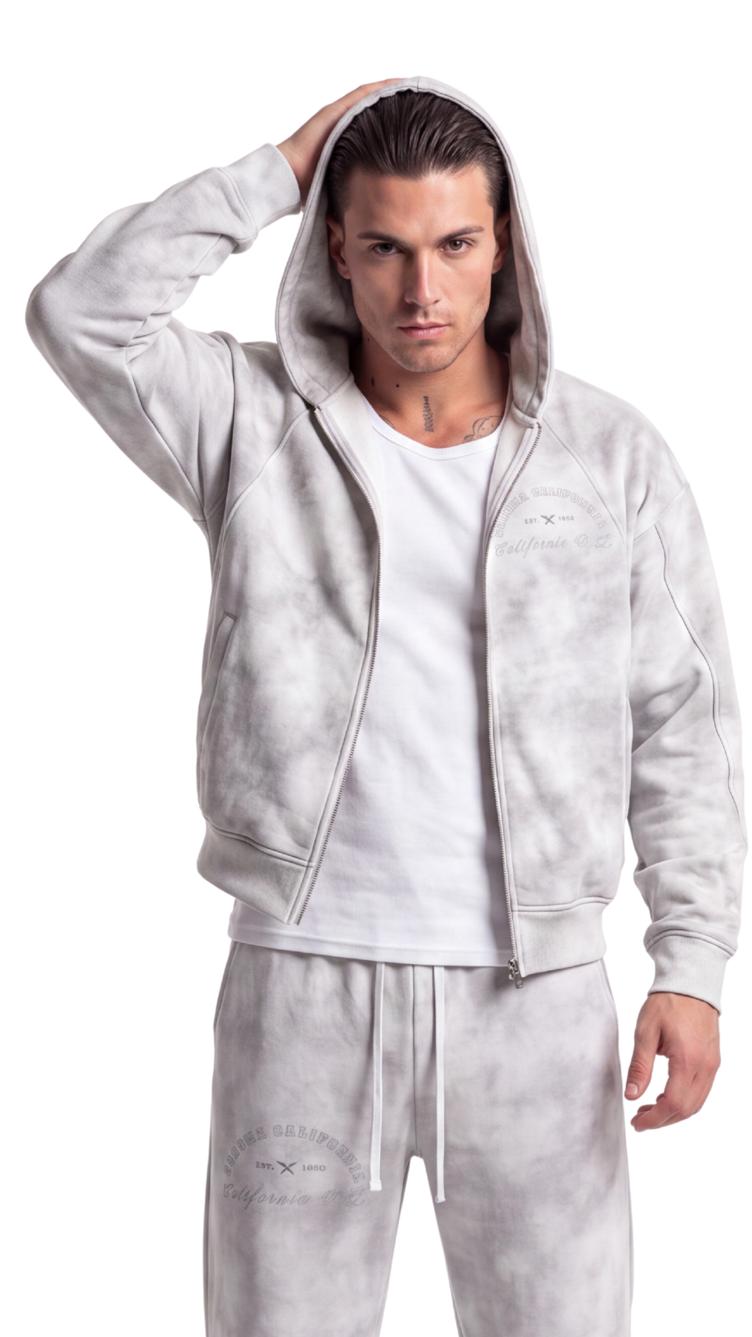 California O.G. Men's Dirty Washed Zip-Up Fleece Hoodie Main image