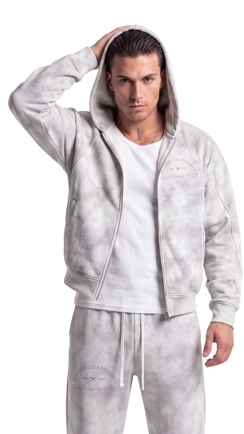 California O.G. Men's Dirty Washed Zip-Up Fleece Hoodie
