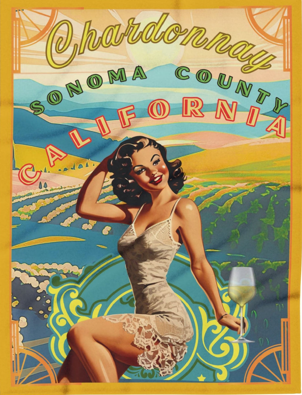 CHARDONNAY PINUP FLEECE BLANKET - Blankets from Printify