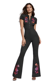 Flamenco Flared Leg Quarter-Zip Jumpsuit