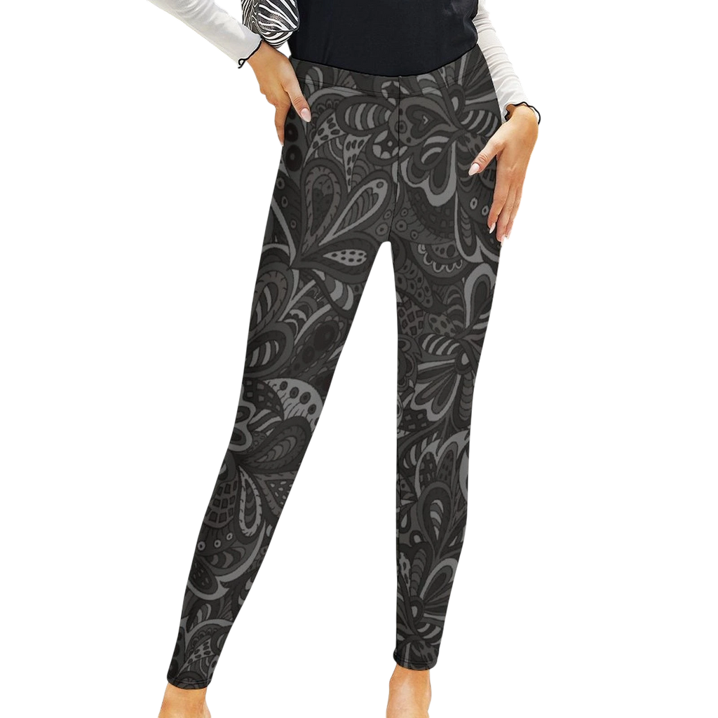 Black Paisley Women's High-Waist Legging