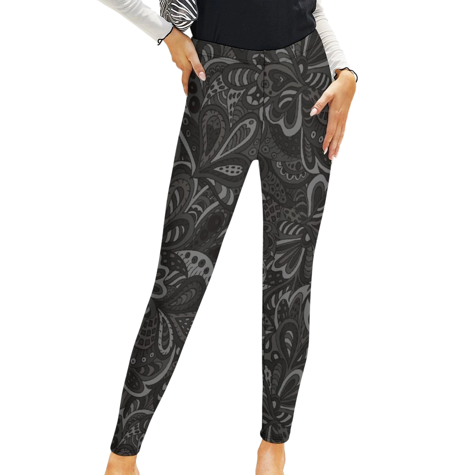Black Paisley Women's High-Waist Legging