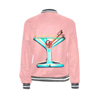 Pink Cocktail Print Bomber Jacket