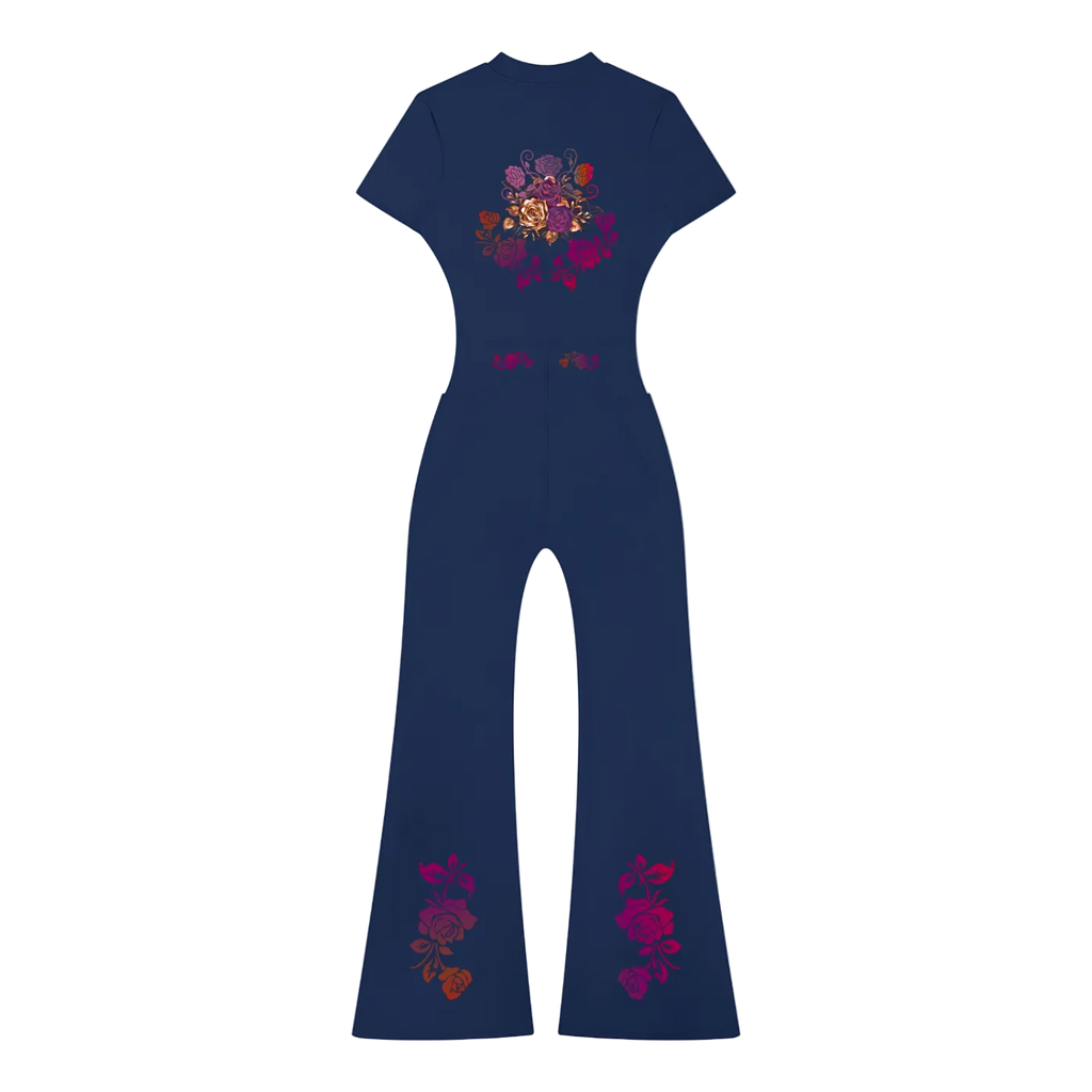 Women’s Tight Flared Leg Quarter-Zip Jumpsuit