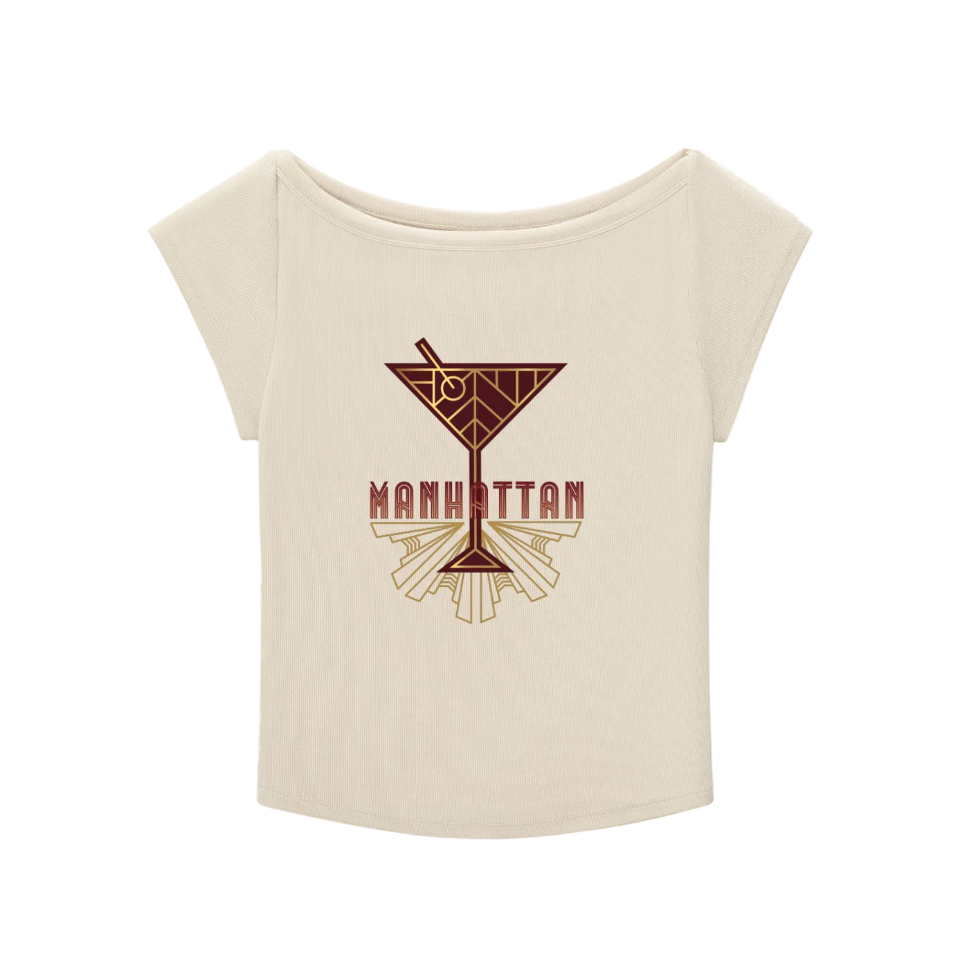 Vintage Manhattan Cocktail Boat Neck T-shirt Secondary image