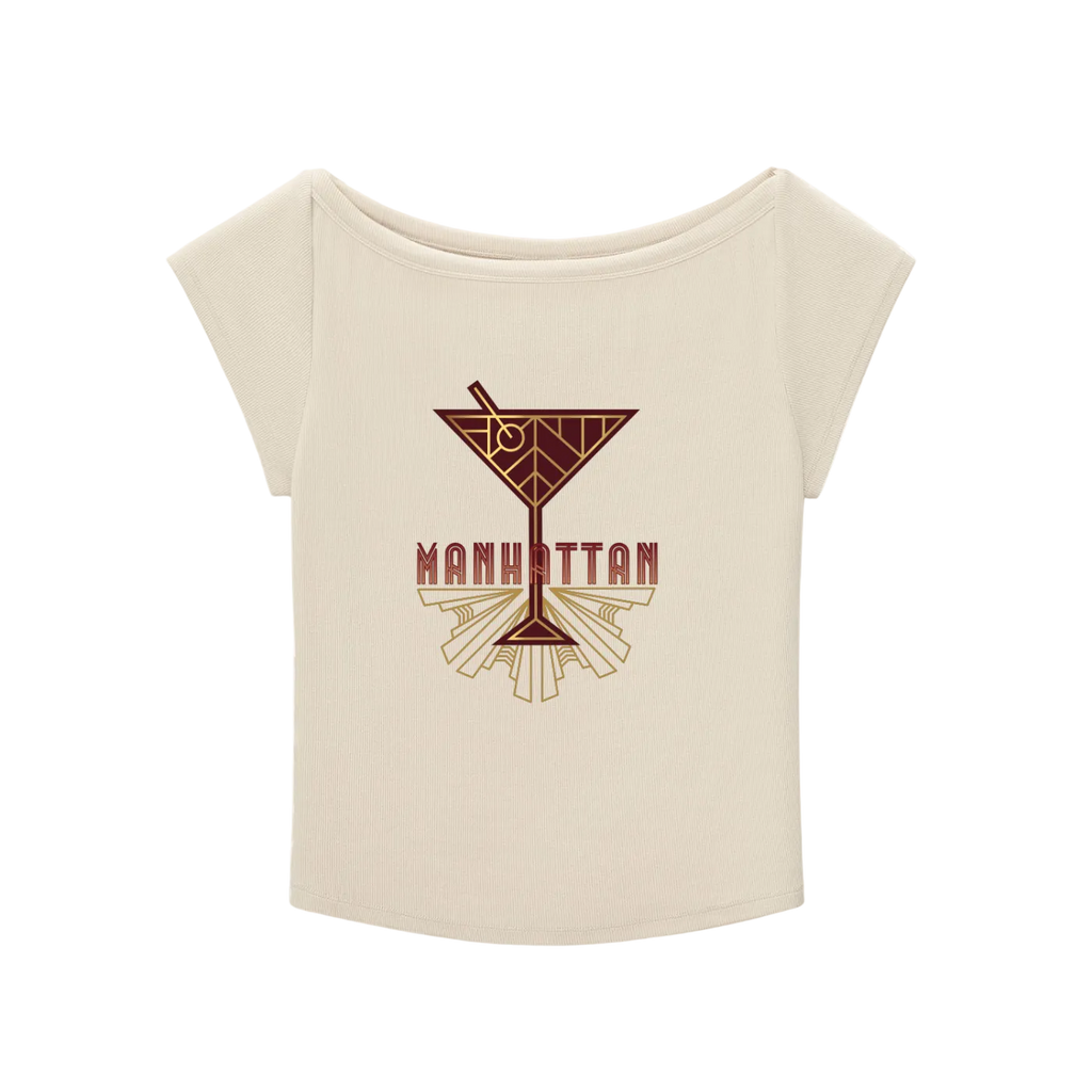Vintage Manhattan Cocktail Wide Neck T-shirt