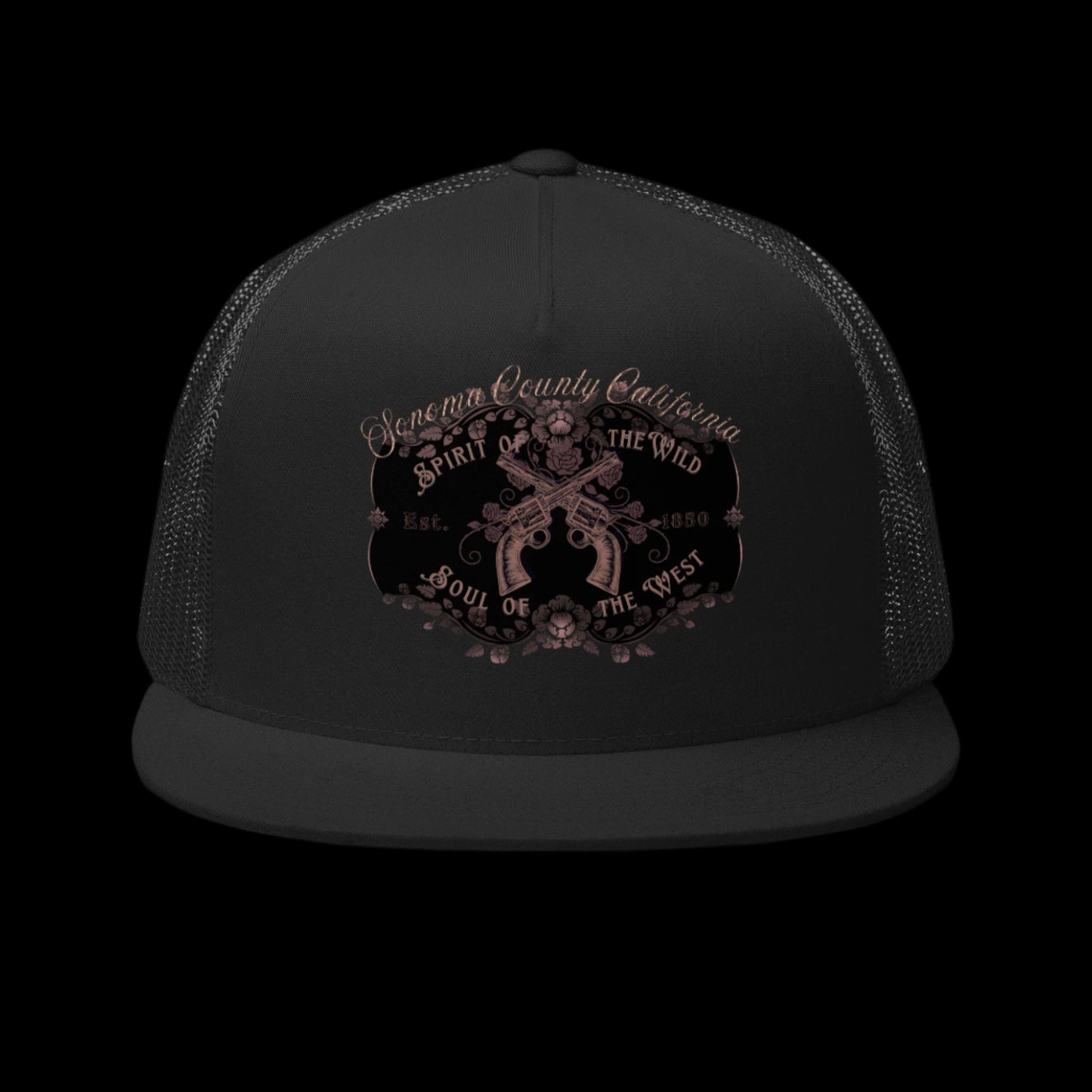 Sonoma County "Wild West" Trucker Cap Rose Gold/Charcoal - Trucker Hats from London Moon