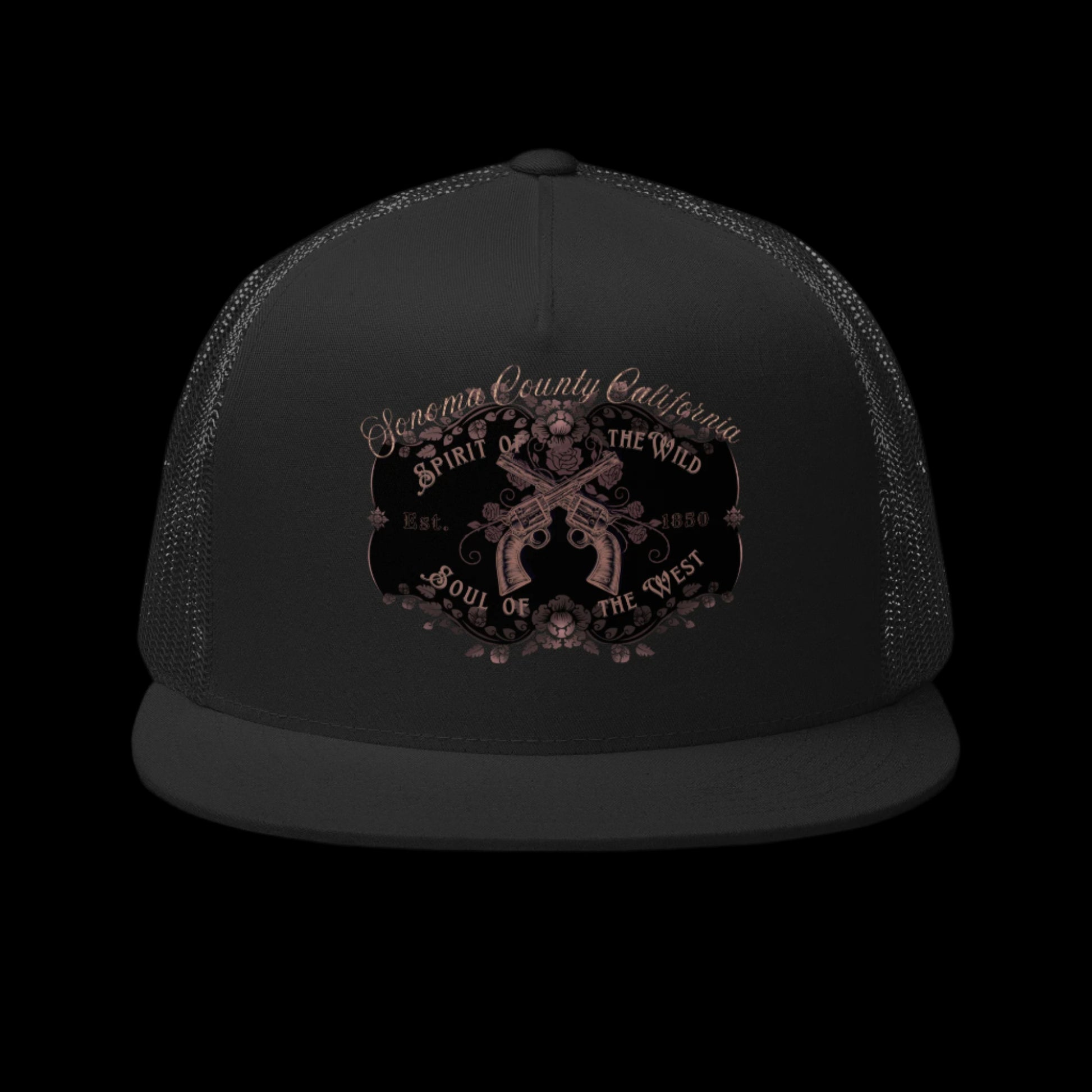 Sonoma County "Wild West" Trucker Cap Rose Gold/Charcoal - Trucker Hats from London Moon