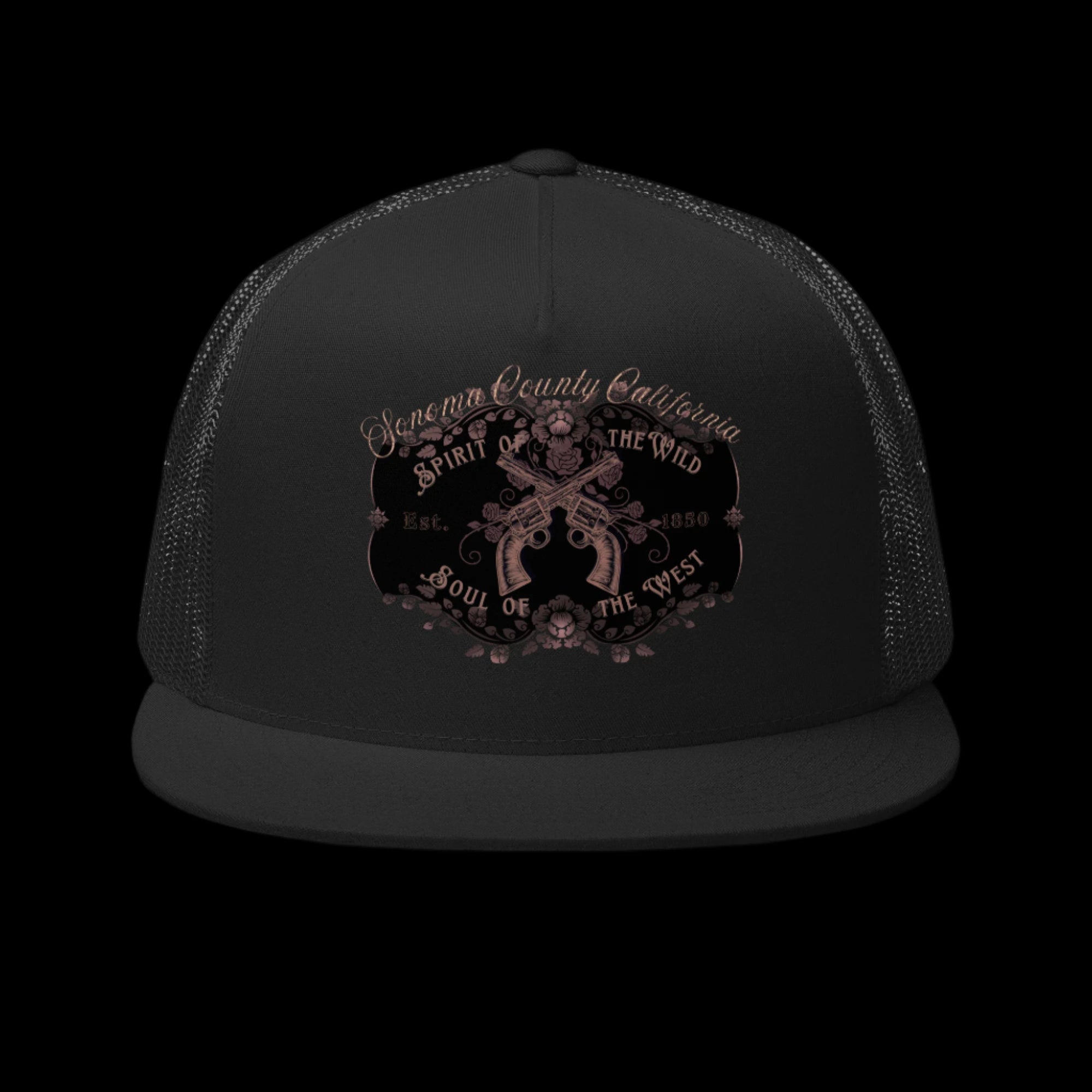 Sonoma County "Wild West" Trucker Cap Rose Gold/Charcoal - Trucker Hats from London Moon