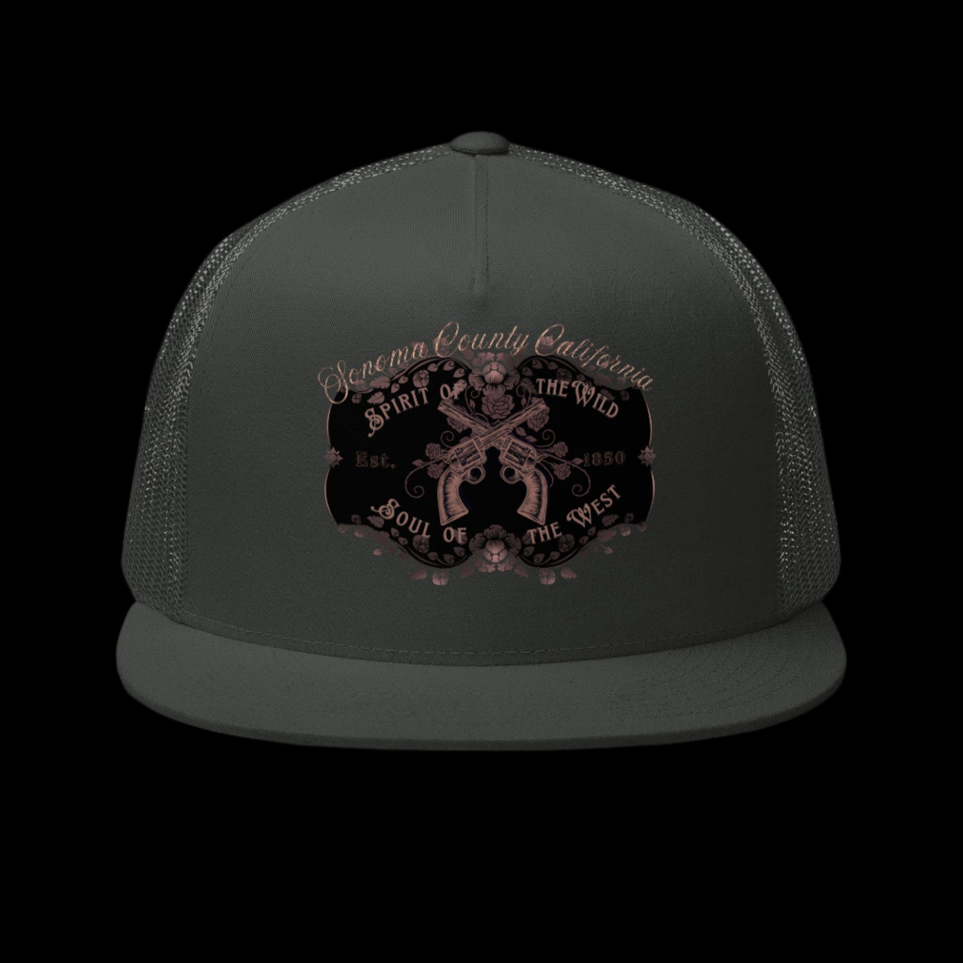 Sonoma County "Wild West" Trucker Cap Rose Gold/Charcoal - Trucker Hats from London Moon