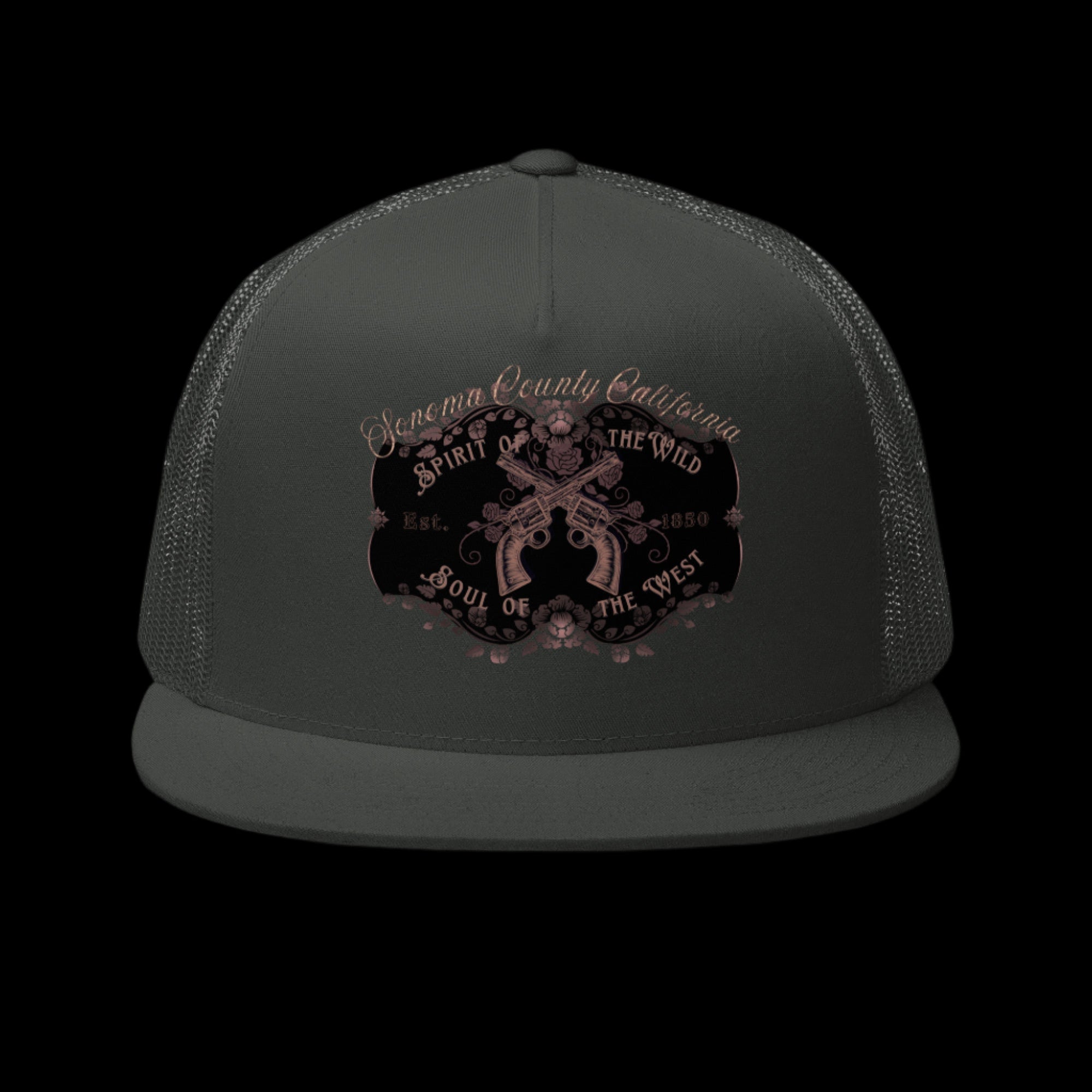 Sonoma County "Wild West" Trucker Cap Rose Gold/Charcoal - Trucker Hats from London Moon