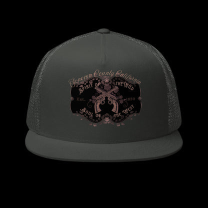 Sonoma County "Wild West" Trucker Cap Rose Gold/Charcoal - Trucker Hats from London Moon