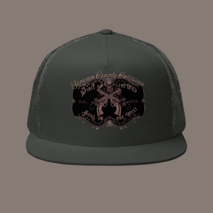 Sonoma County "Wild West" Trucker Cap Rose Gold/Charcoal - Trucker Hats from London Moon