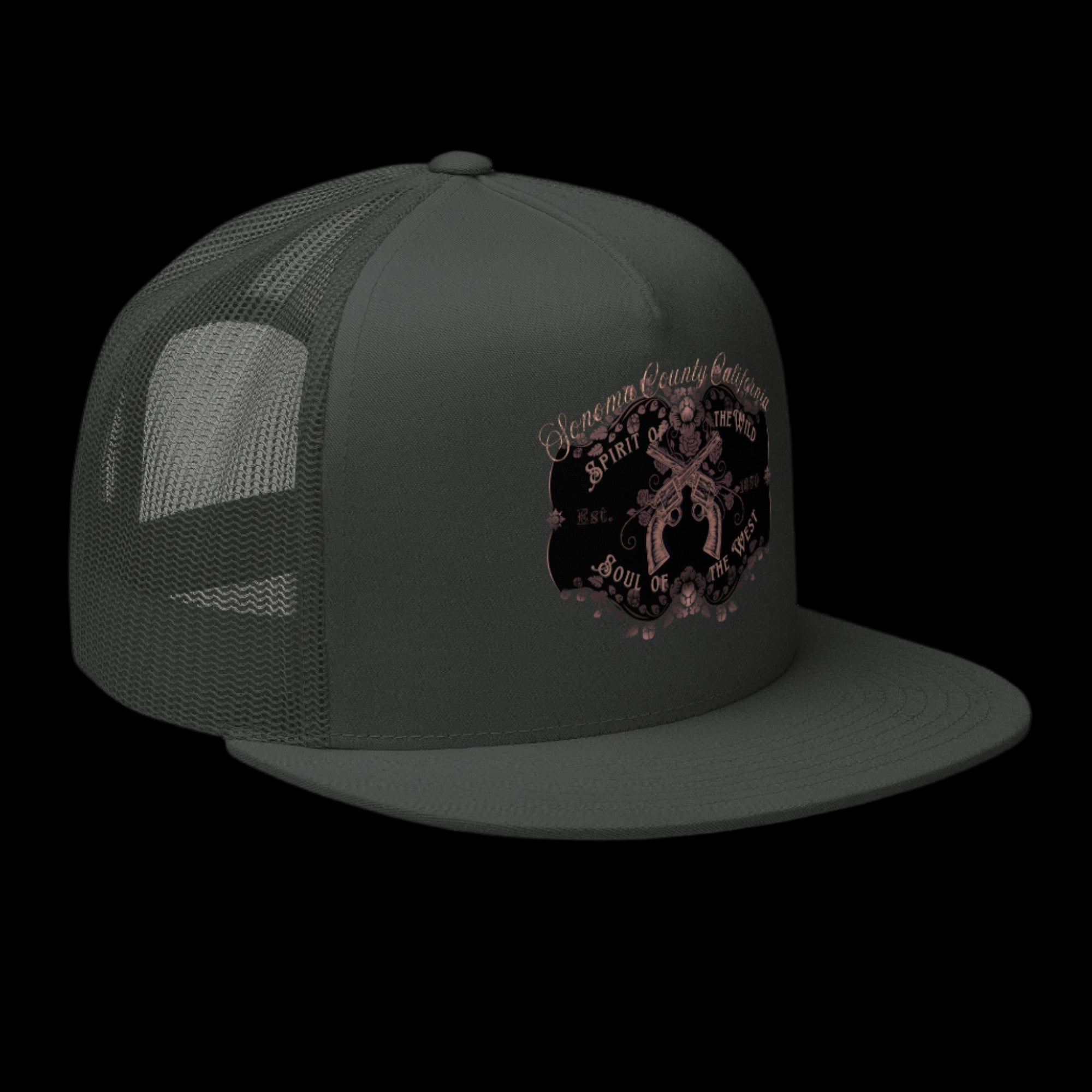 Sonoma County "Wild West" Trucker Cap Rose Gold/Charcoal - Trucker Hats from London Moon