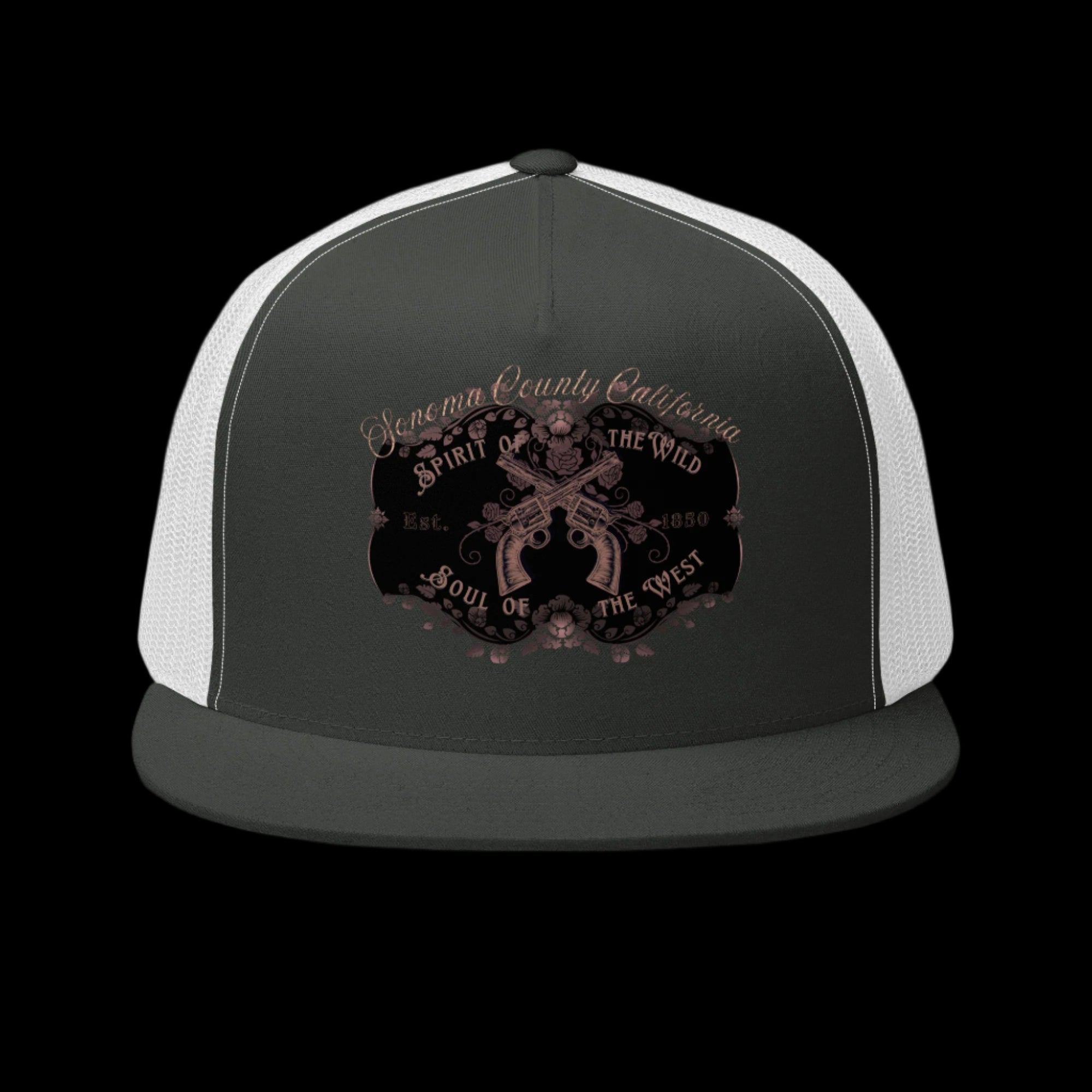 Sonoma County "Wild West" Trucker Cap Rose Gold/Charcoal - Trucker Hats from London Moon