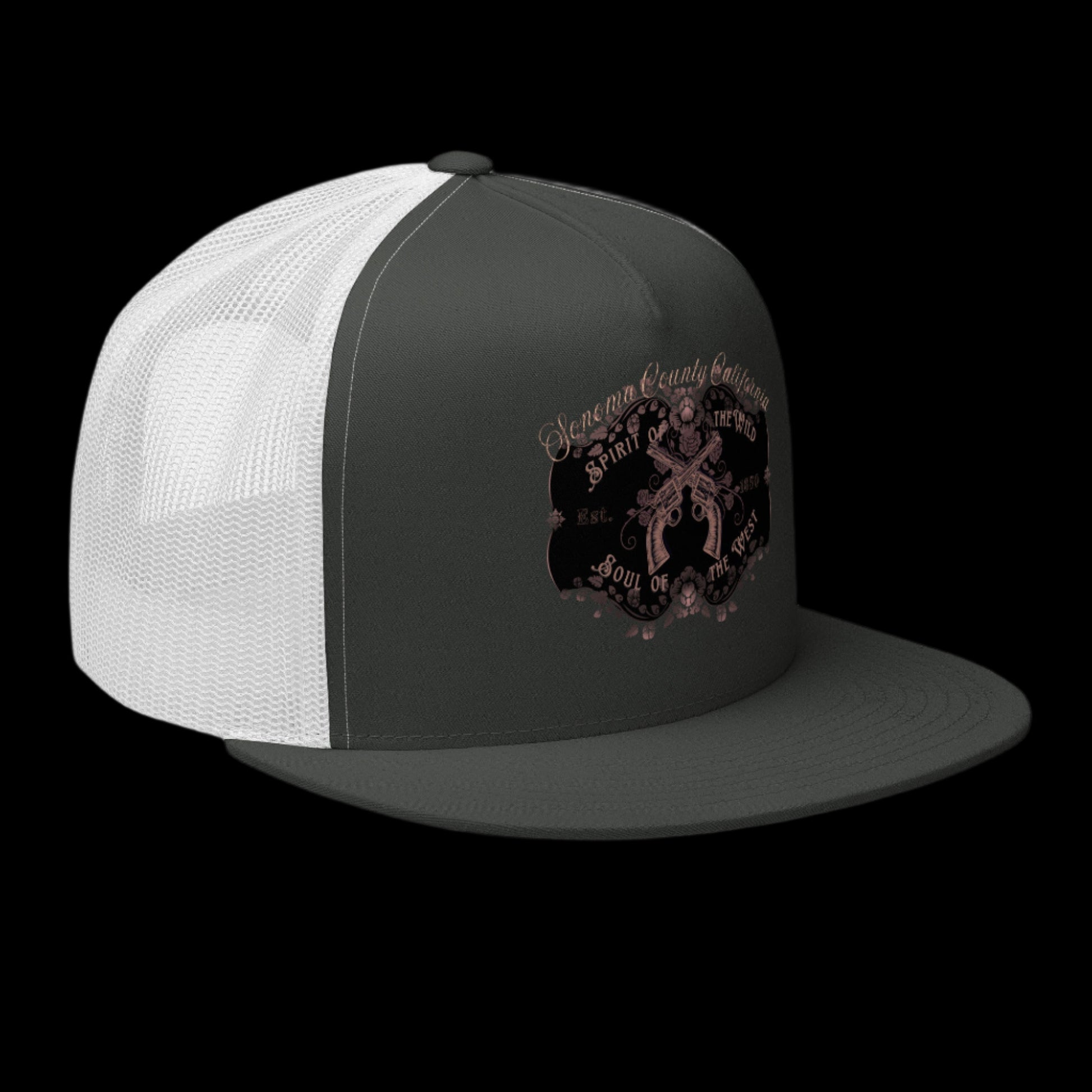 Sonoma County "Wild West" Trucker Cap Rose Gold/Charcoal - Trucker Hats from London Moon