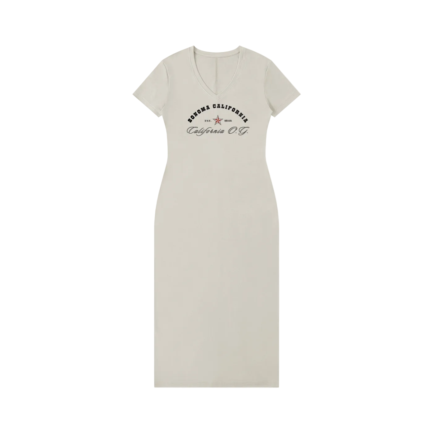 California O.G. V-Neck Short Sleeve  Dress