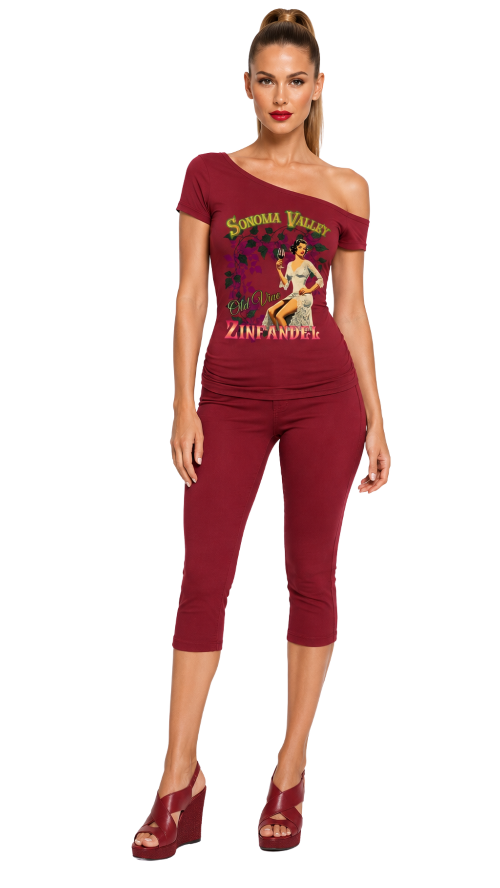 Old Vine Zinfandel Women’s Off-the-Shoulder T-Shirt