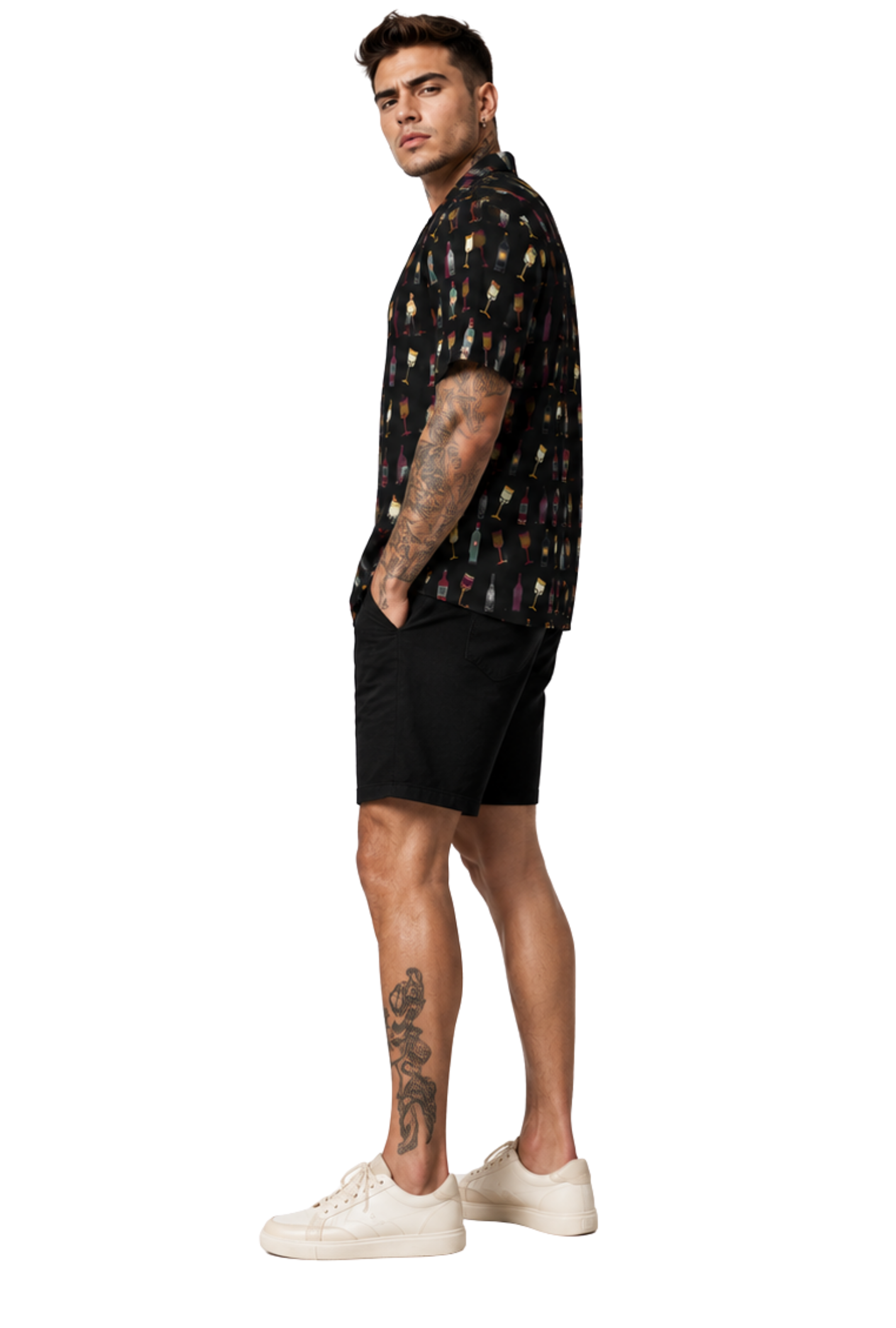 Hawaiian Vintage Wine Pattern Men's Shirt