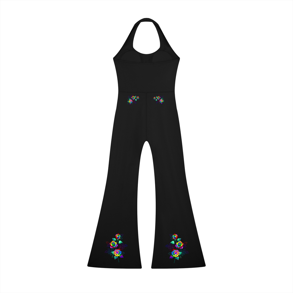 Grafitti Rose Women’s Halter Flared Jumpsuit