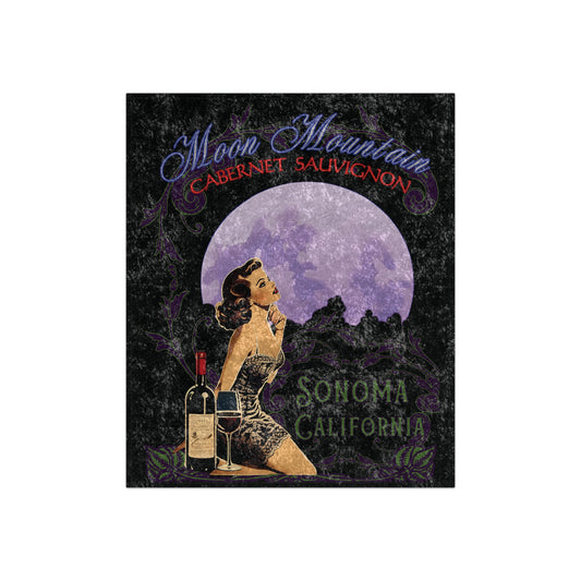 Moon Mountain AVA "Cabernet Sauvignon" Vintage Pinup Crushed Velvet Blanket