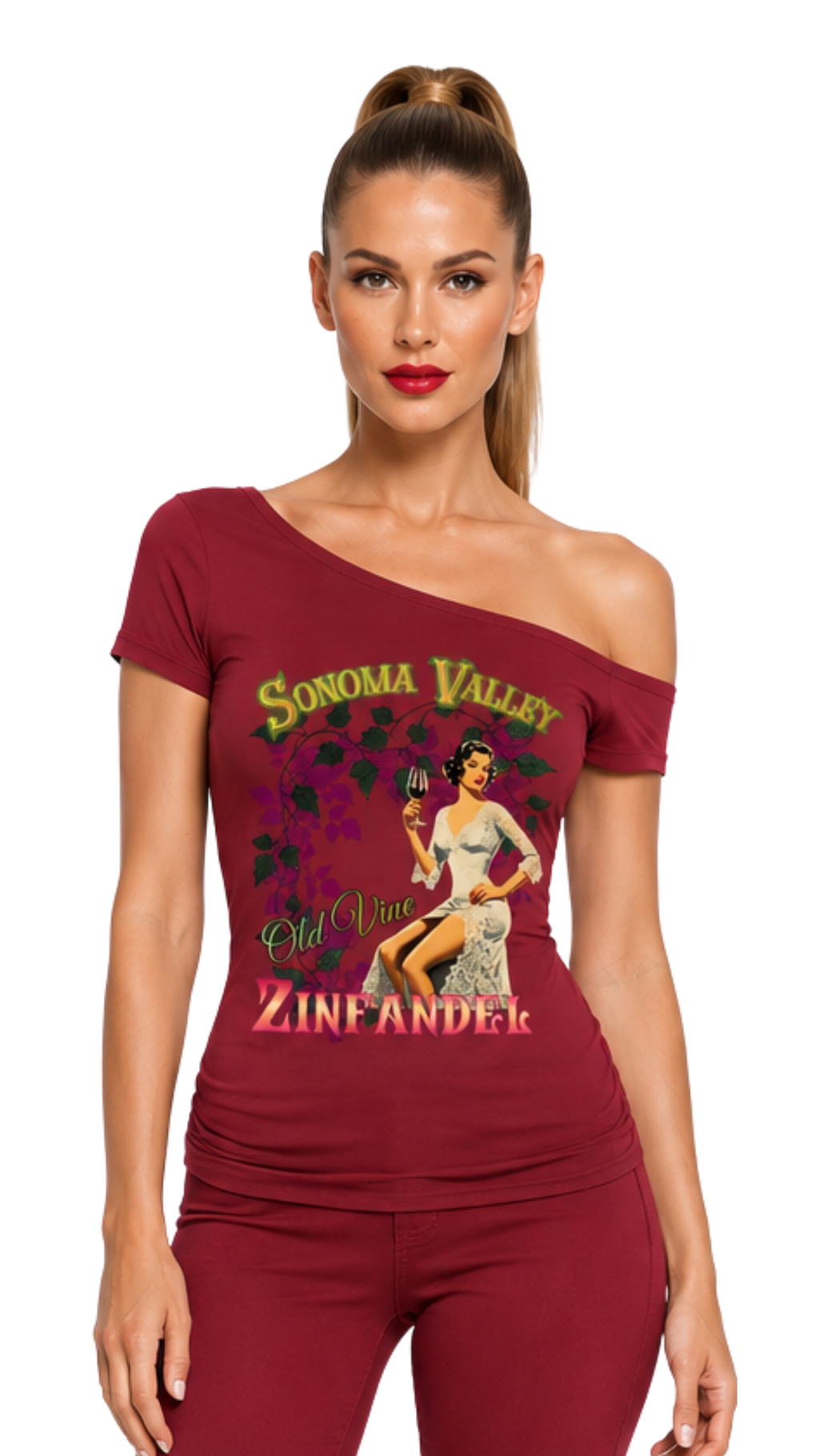 Old Vine Zinfandel Women’s Off-the-Shoulder T-Shirt