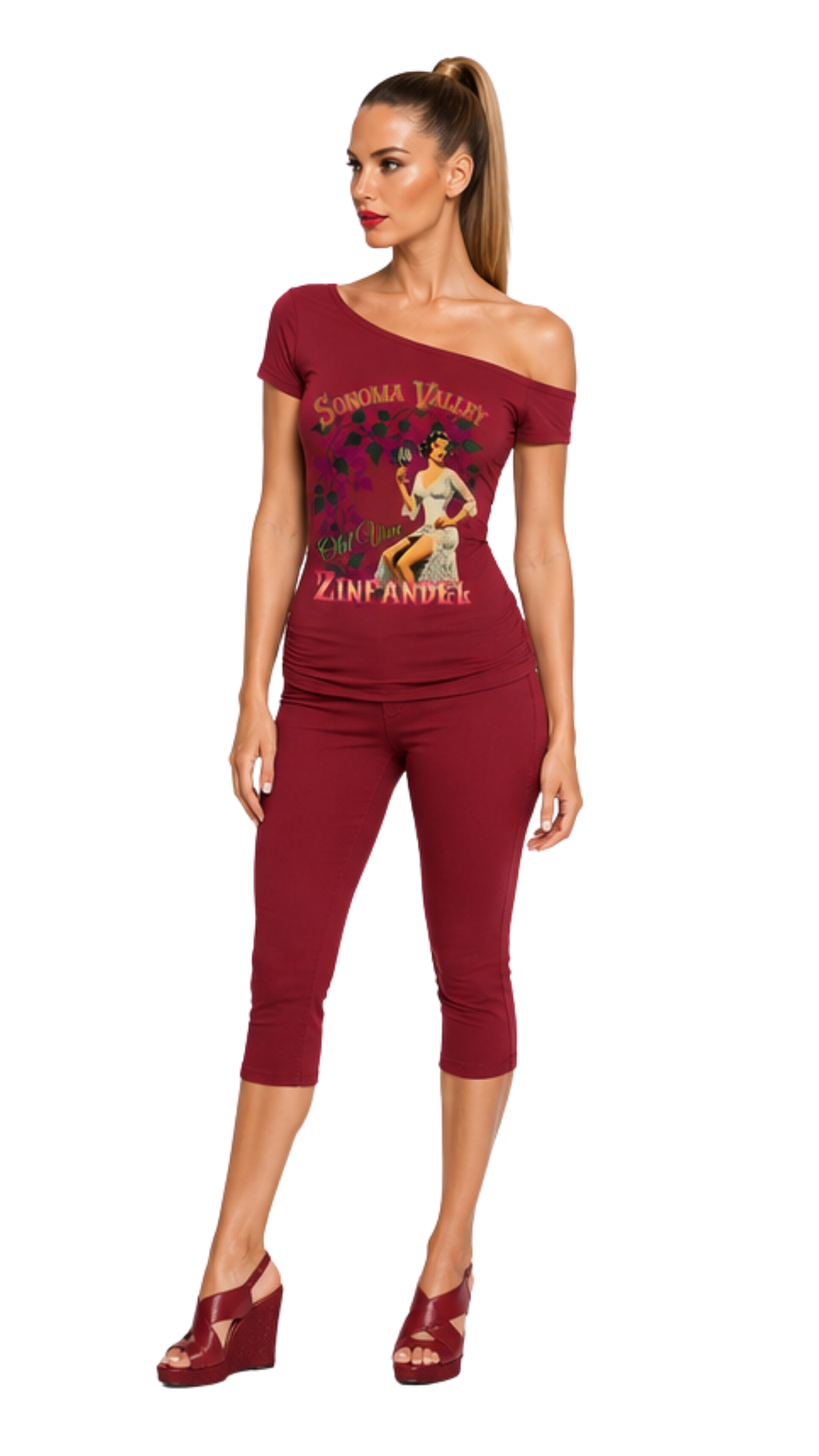 Old Vine Zinfandel Women’s Off-the-Shoulder T-Shirt