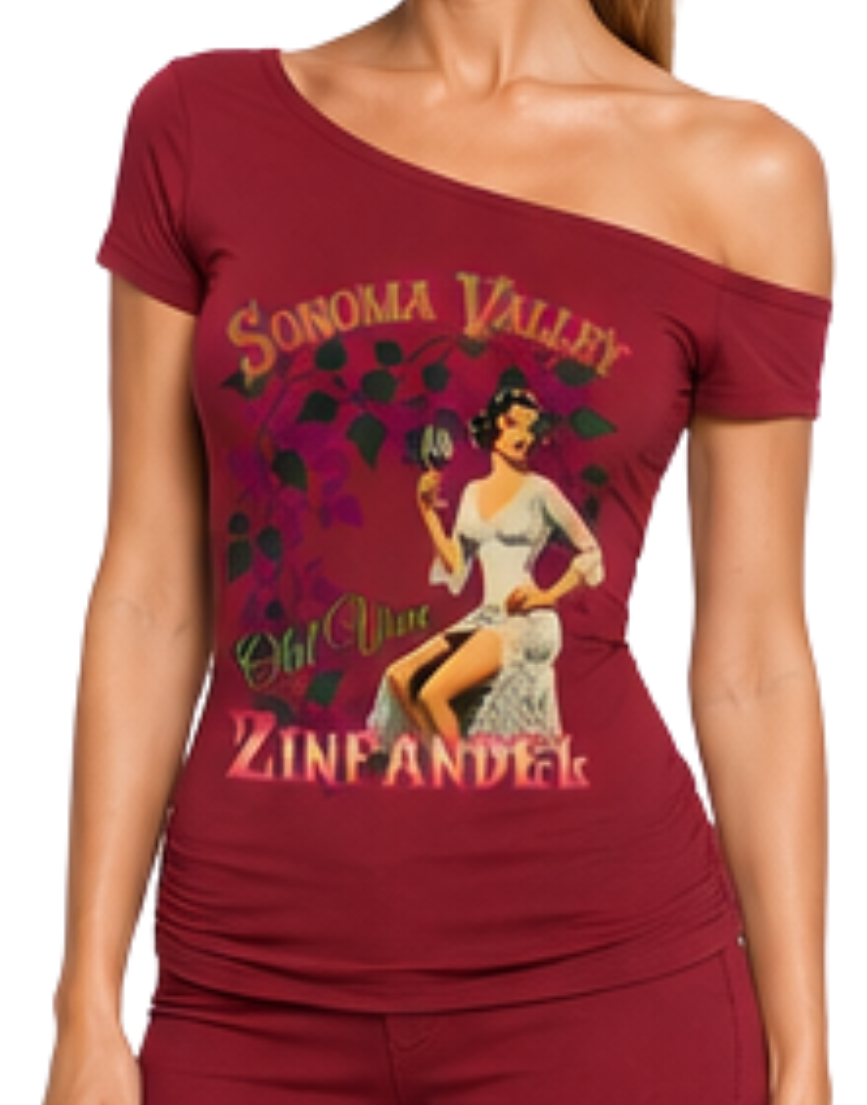 Old Vine Zinfandel Women’s Off-the-Shoulder T-Shirt Secondary image