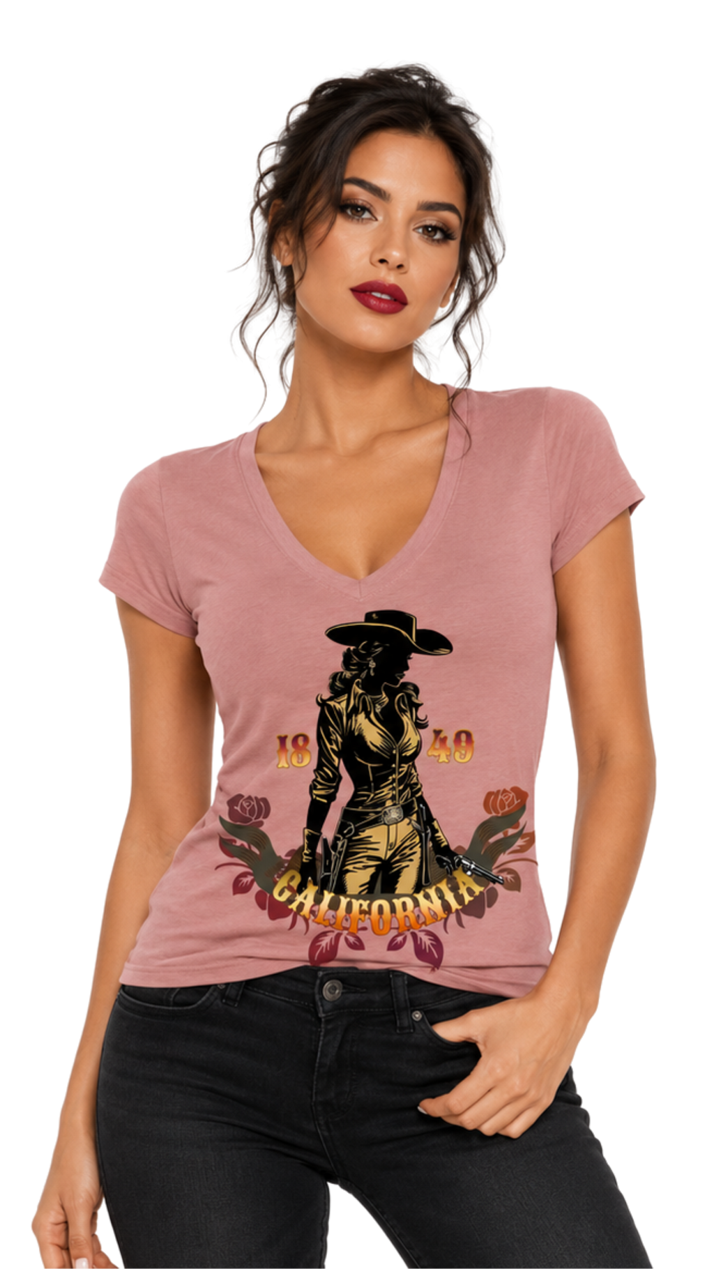 California Outlaw Women's V-Neck Slim Fit T-Shirt