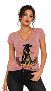 California Outlaw Women's V-Neck Slim Fit T-Shirt