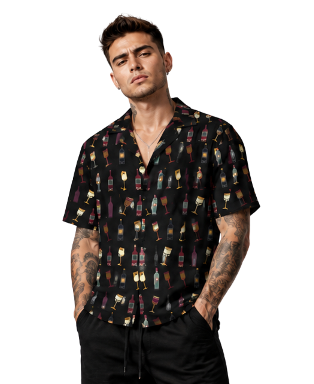 Hawaiian Vintage Wine Pattern Men's Shirt