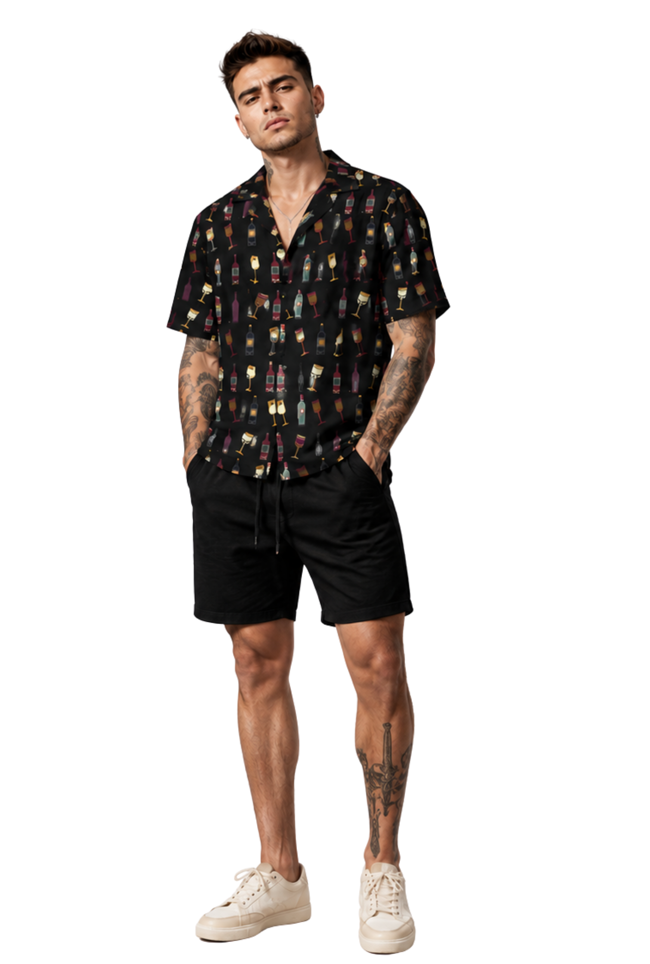 Hawaiian Vintage Wine Pattern Men's Shirt