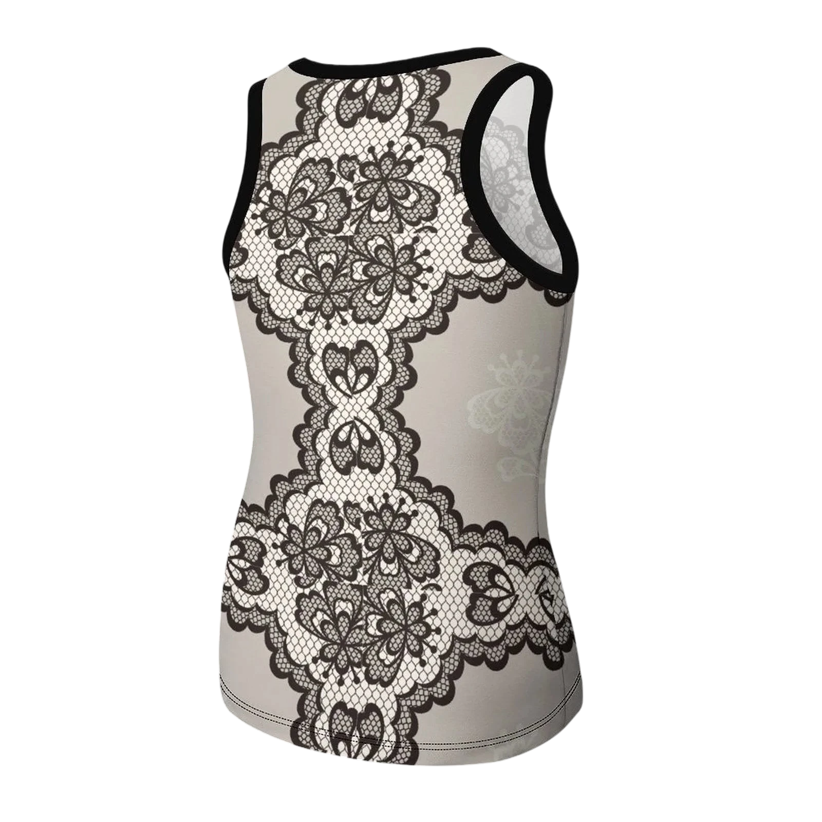 Nude Lace Print Women's Sleeveless Tank Top