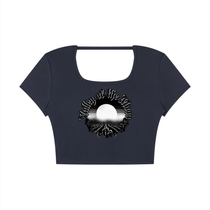 Valley of the Moon Gothic Graffitti Women's Square Neck Crop T-Shirt