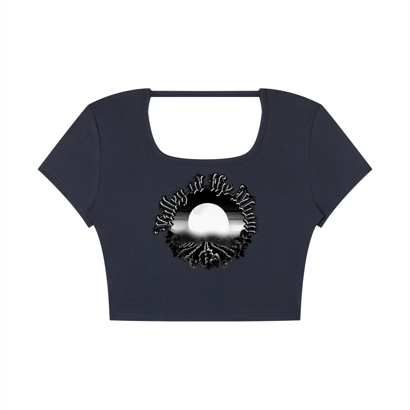Valley of the Moon Gothic Graffitti Women's Square Neck Crop T-Shirt