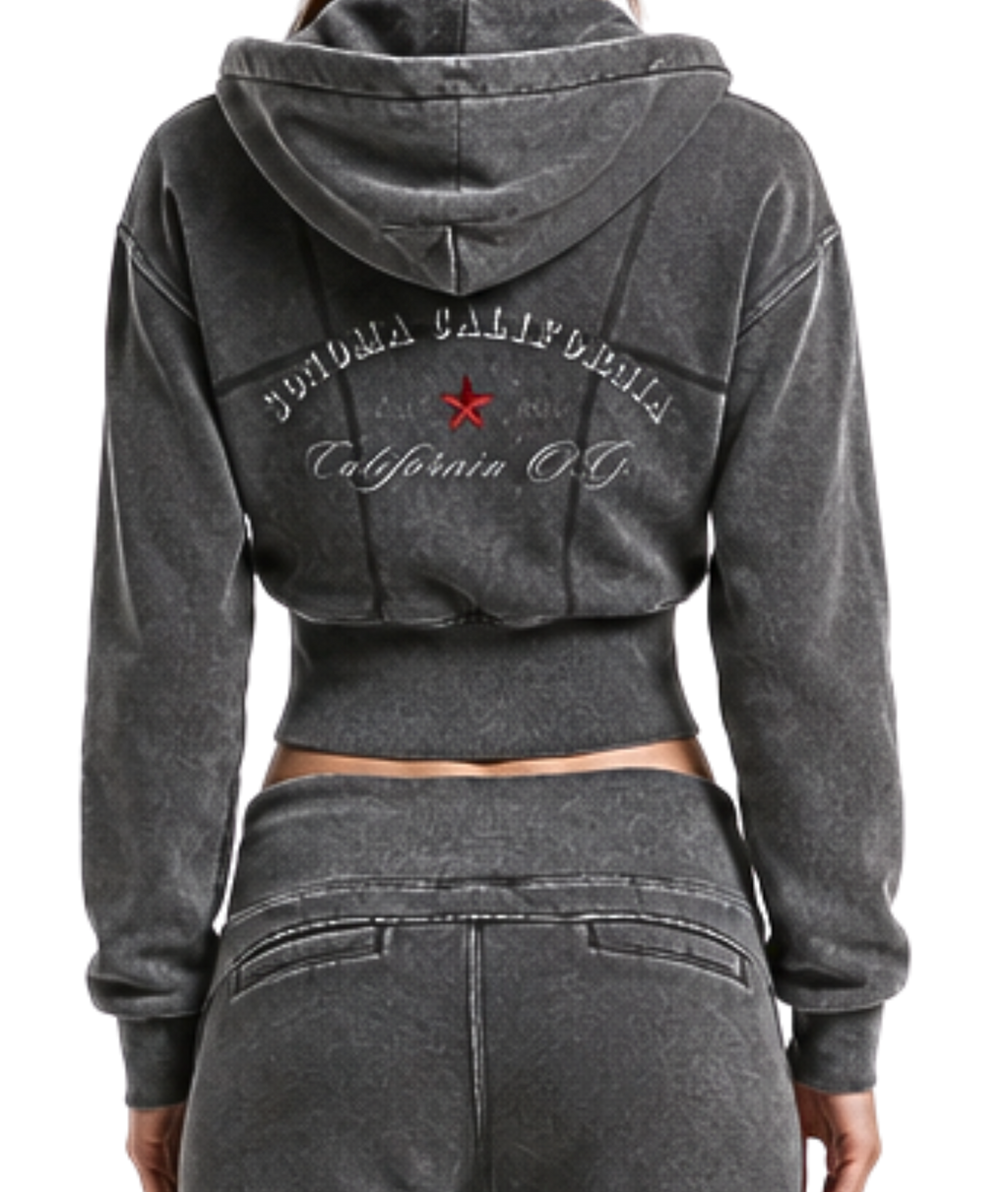 California O.G. Vintage Wash Cropped Women's Hoodie