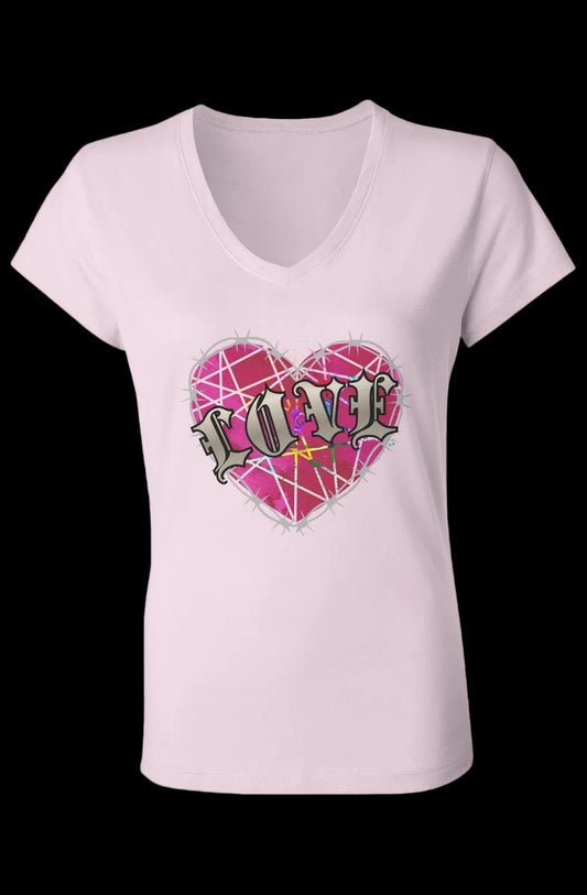 COONVO HEART "LOVE" Ladies Jersey V-Neck T-Shirt