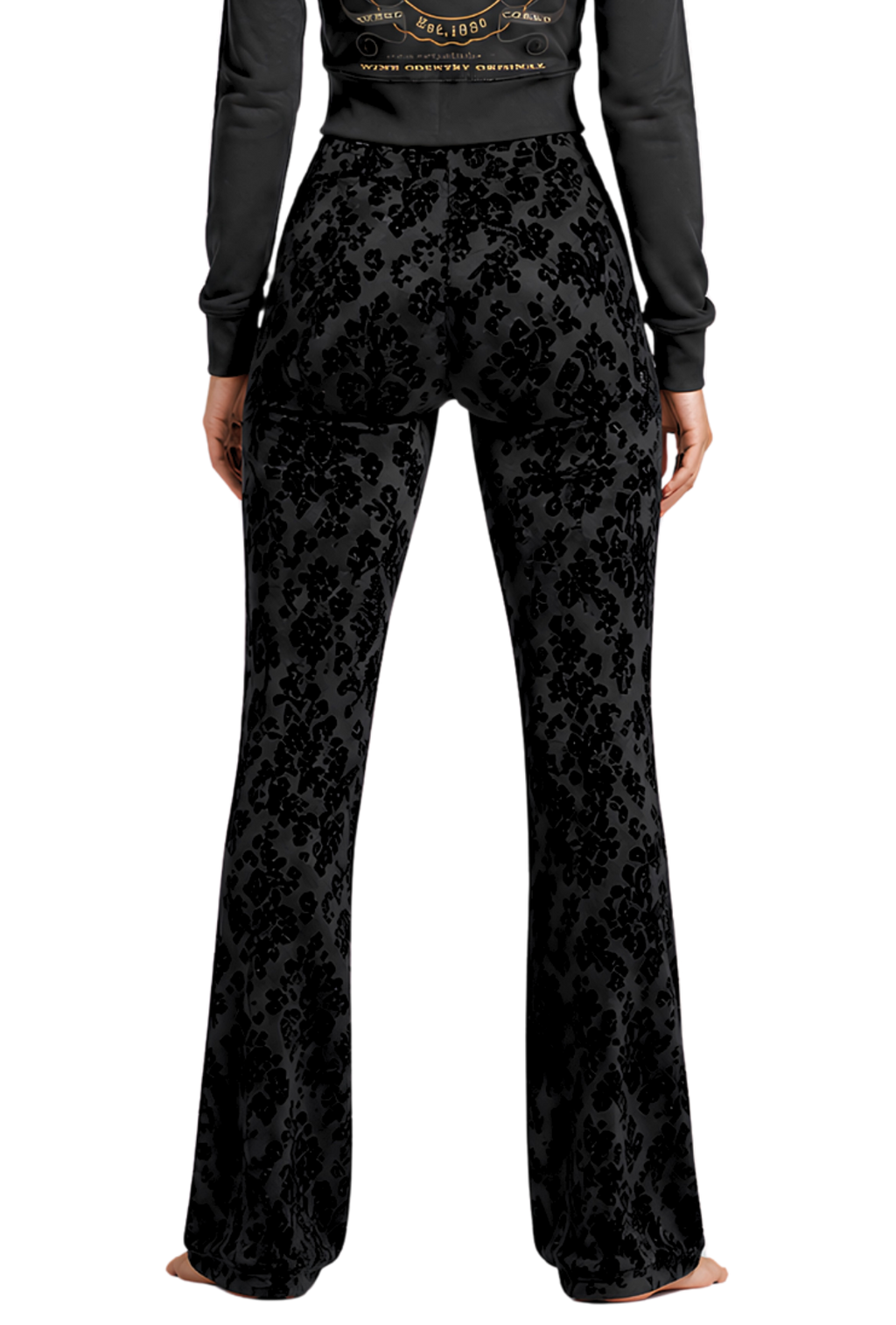 Damask Charcoal Women's Straight-leg Pants